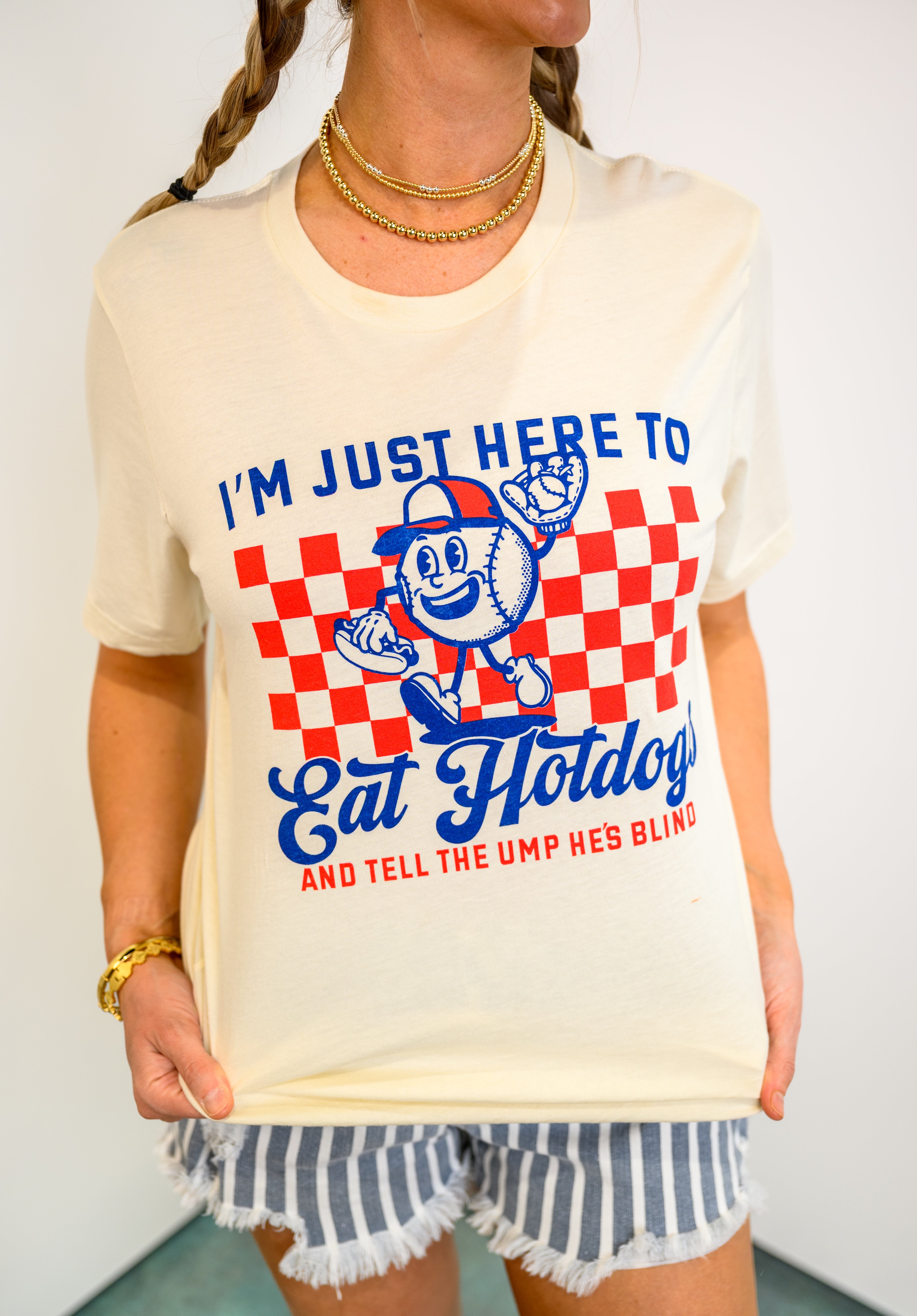 I'm Just Here to Eat Hot Dogs Graphic Top *Final Sale*