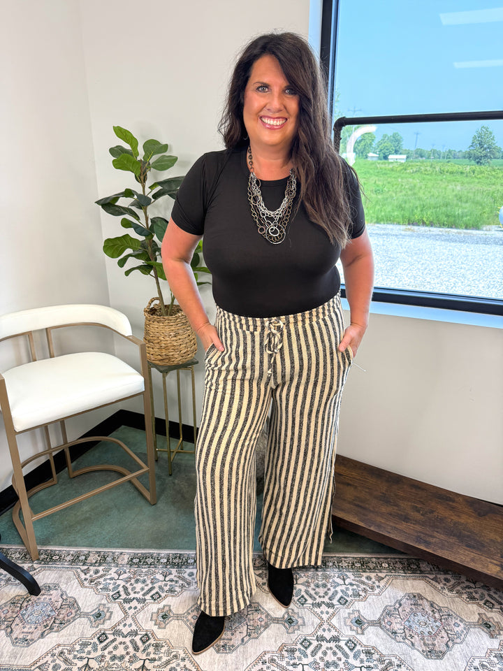 Ibiza Breeze Drawstring Pants - Taupe Black