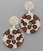 Leopard Luxe Bead Earrings - Ivory/Brown