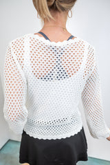 Ivory Lace Knit Top - White