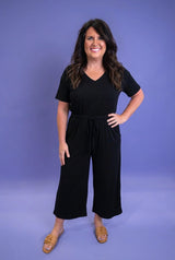 Easy Jersey Knit Jumpsuit - Black - DOORBUSTER