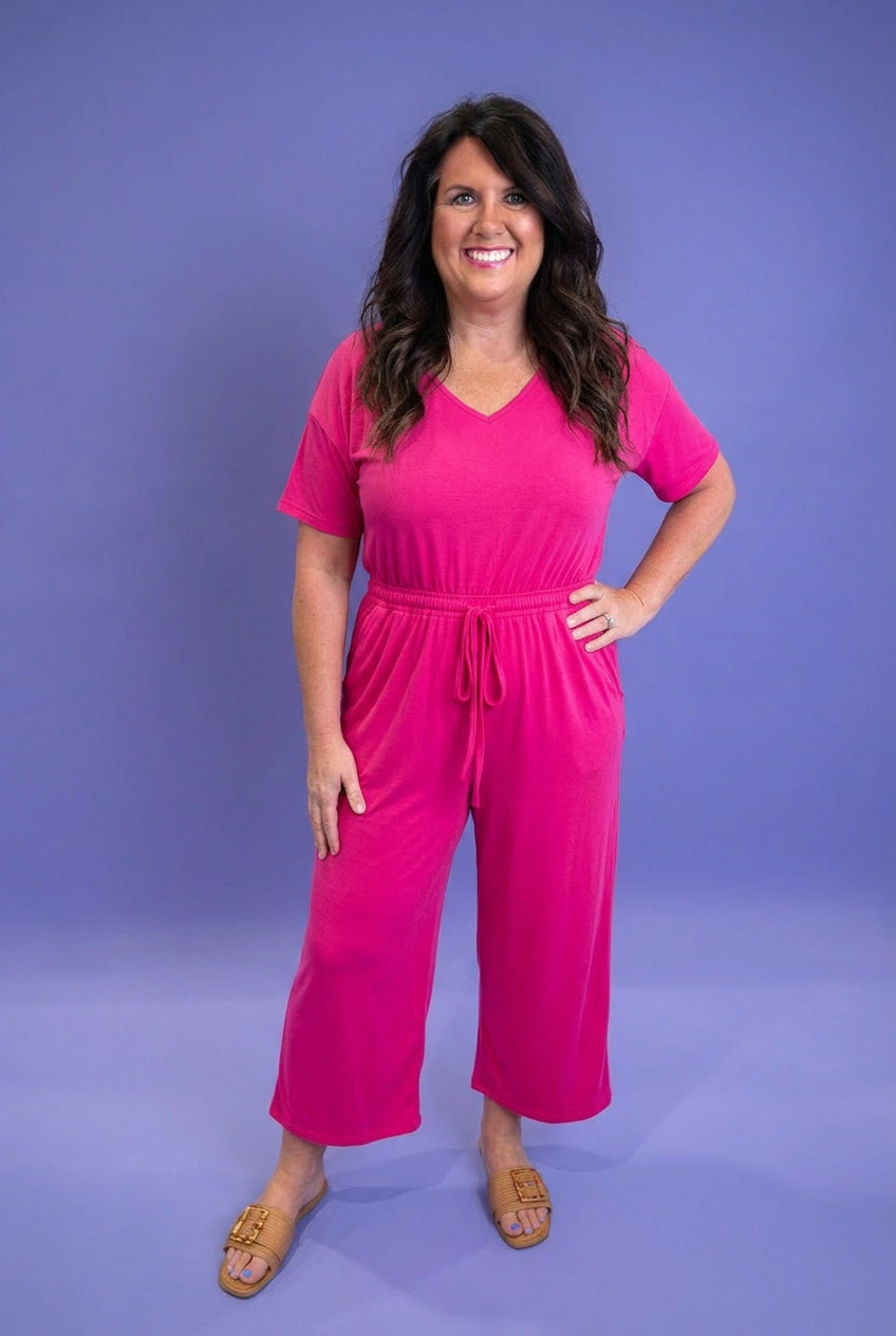 Easy Jersey Knit Jumpsuit - Pink - EOS Final Sale