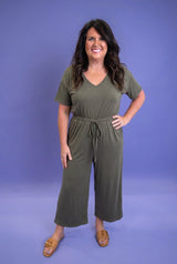 Easy Jersey Knit Jumpsuit - Olive - DOORBUSTER