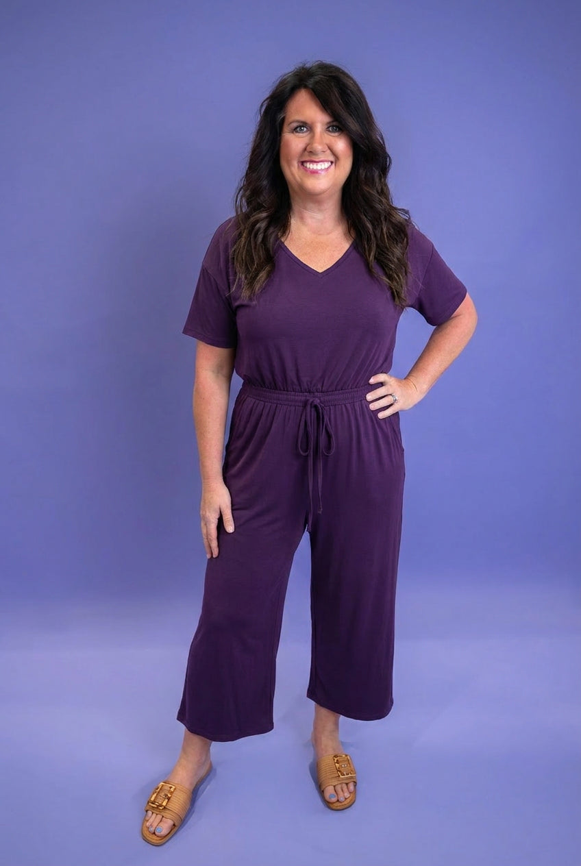 Easy Jersey Knit Jumpsuit - Purple - EOS Final Sale