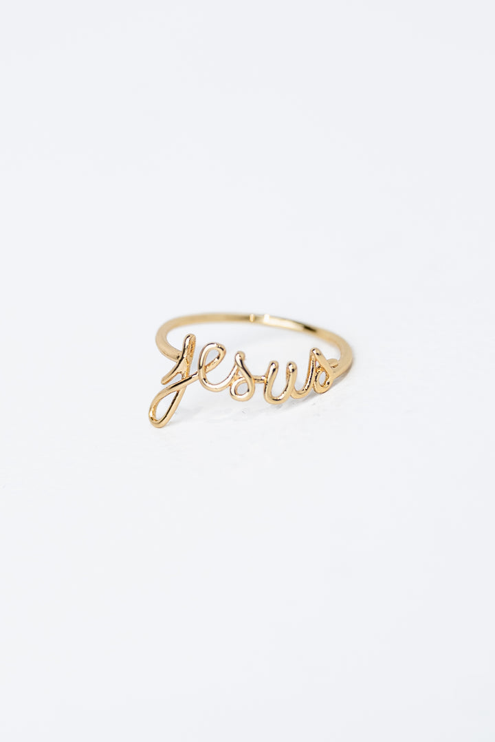 Jesus Cursive Script Word Ring