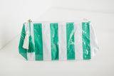 Jetset Stripe Cosmetic Pouch - Green/White *Final Sale*