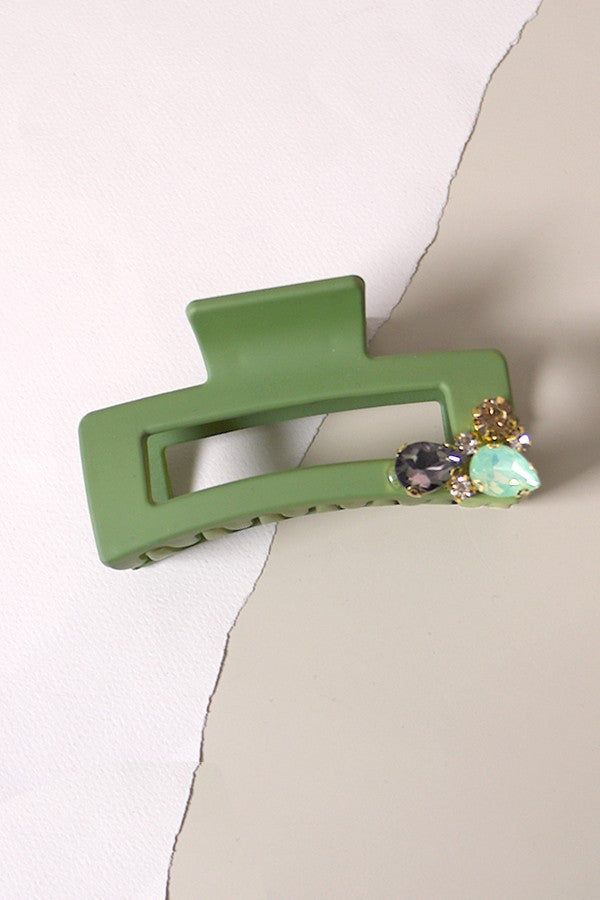Everyday Jumbo Claw Clip - Jeweled Olive Spring | DOORBUSTER