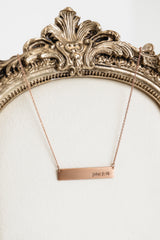 John 3:16 Bar Message Necklace - Rose Gold