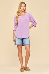 Effortless Smocked Sleeve Blouse - Orchid Bloom