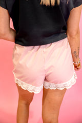 Lace Edge Active Shorts - Pink
