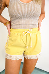 Lace Edge Active Shorts - Yellow