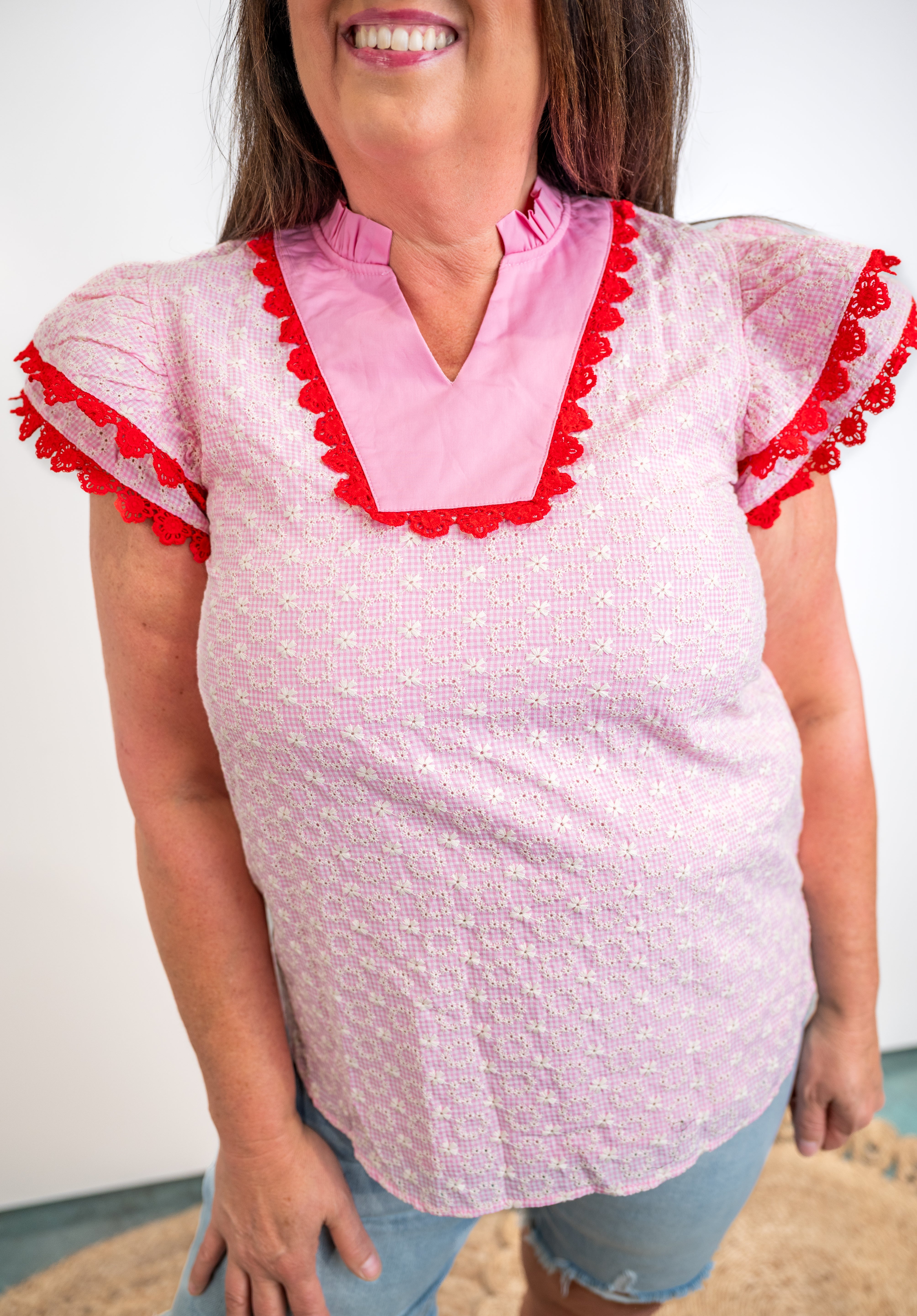 Laced Petal Texture Top