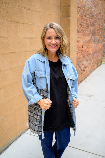 Ladies Color Block Turn-Down Collar Shirt - Final Sale