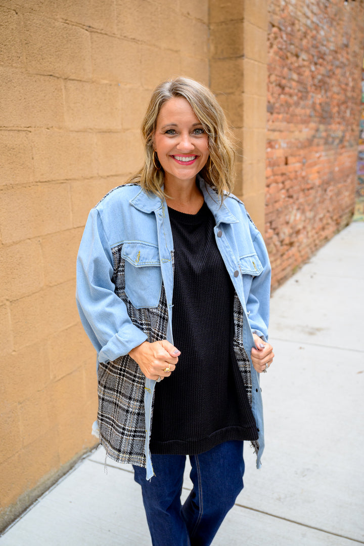 Ladies Color Block Turn-Down Collar Shirt