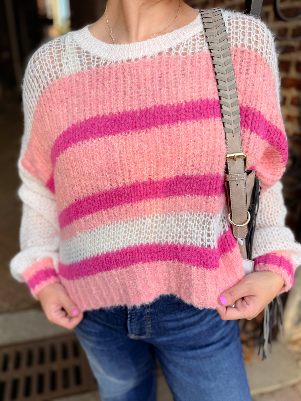 Lightweight Fabric Mix Sweater - Final Sale