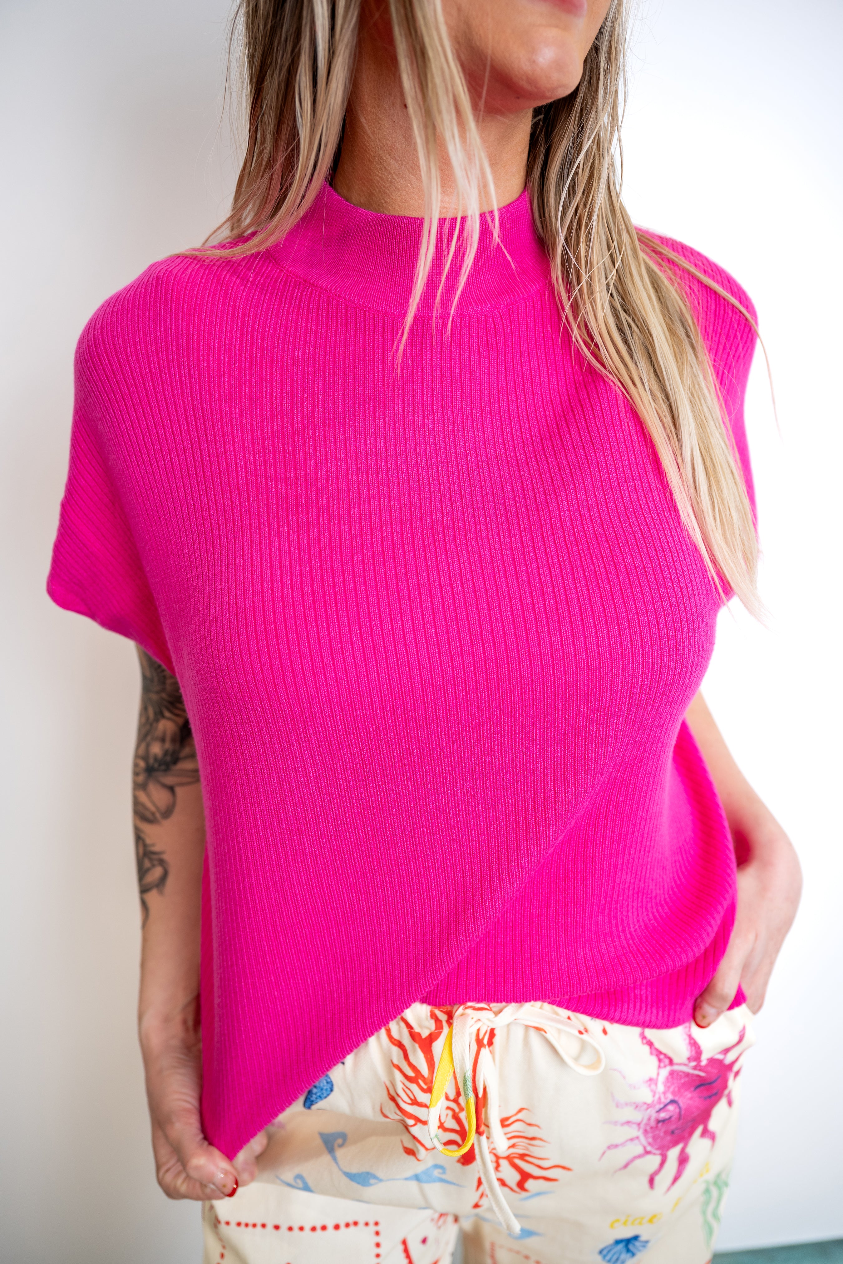 Lightweight Ribbed Knit Mock Top