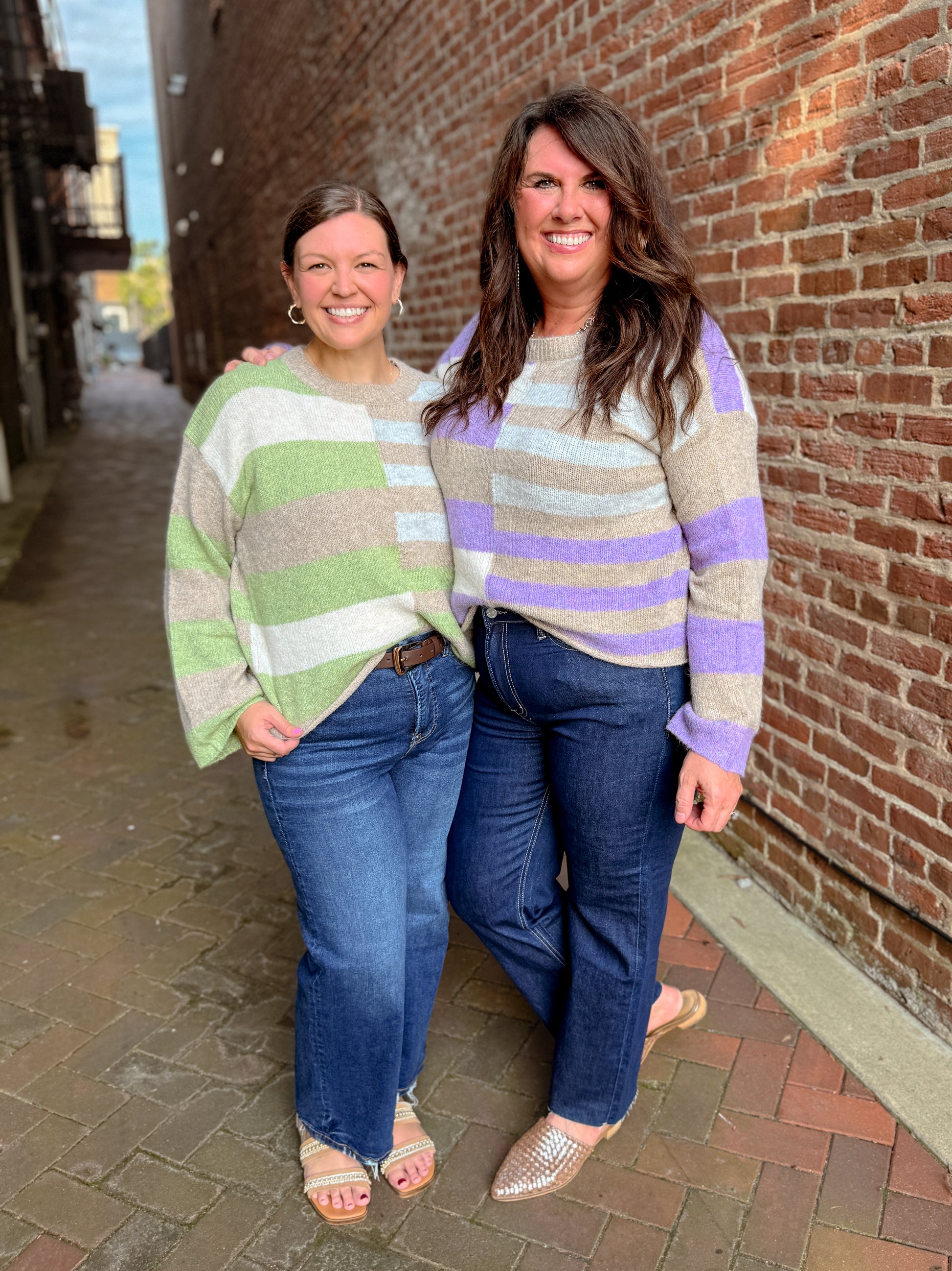 Lightweight Wool Blend Color Block Sweater