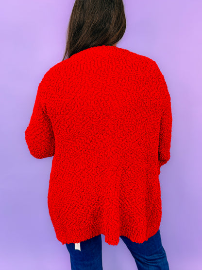 Long Sleeve Popcorn Sweater Cardigan With Pockets | DOORBUSTER