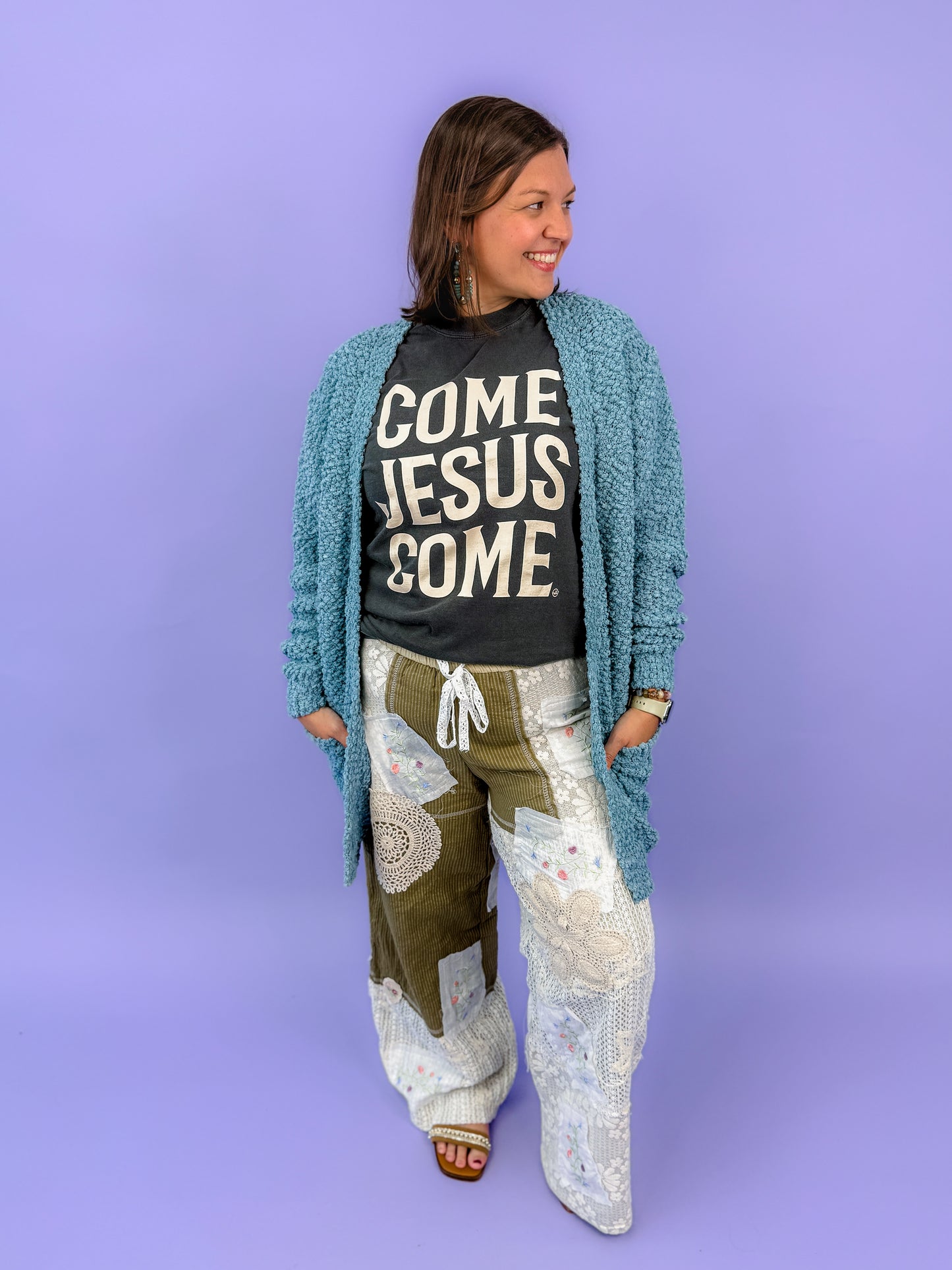 Long Sleeve Popcorn Sweater Cardigan With Pockets | DOORBUSTER