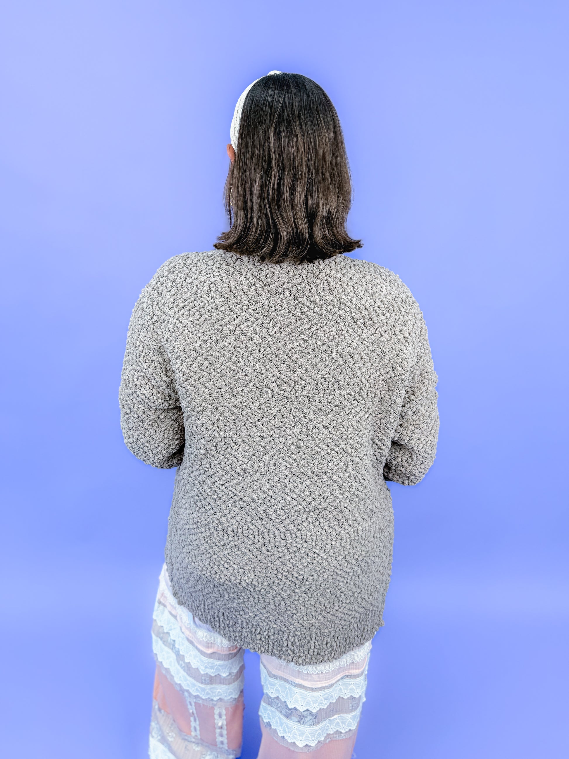 Long Sleeve Popcorn Sweater Cardigan With Pockets | DOORBUSTER