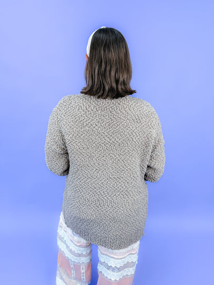 Long Sleeve Popcorn Sweater Cardigan With Pockets | DOORBUSTER