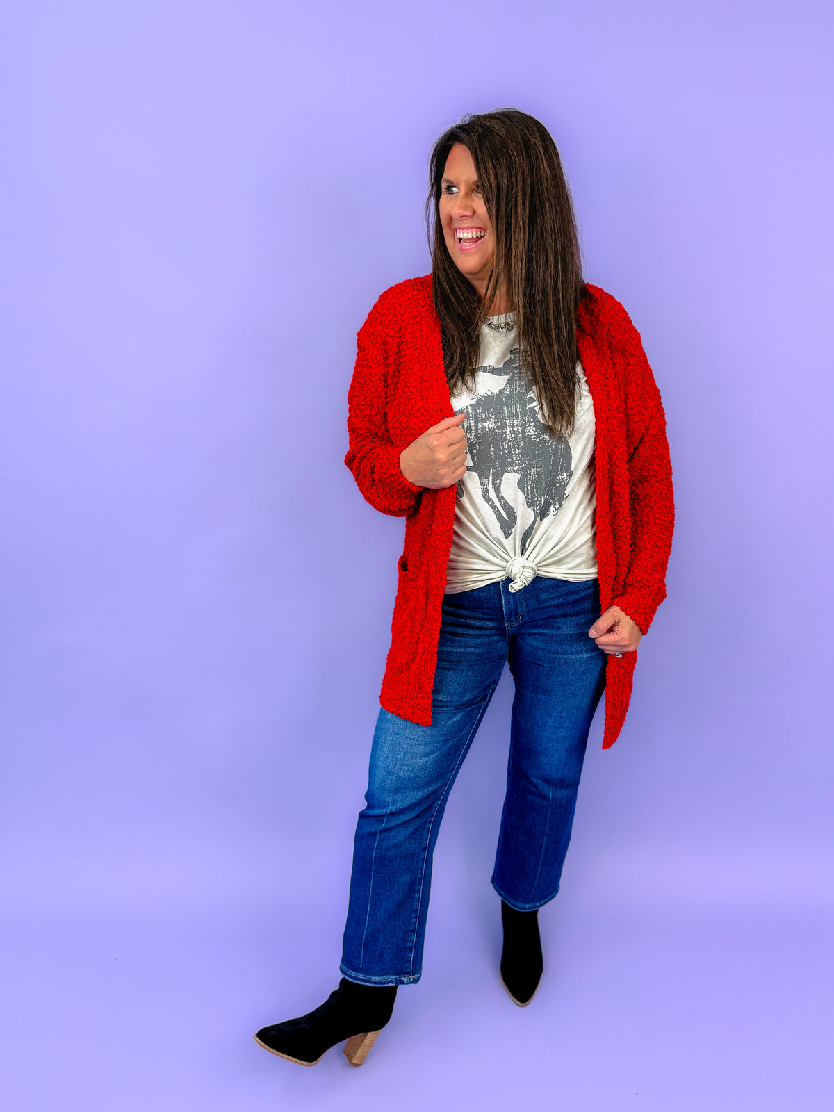 Long Sleeve Popcorn Sweater Cardigan With Pockets | DOORBUSTER