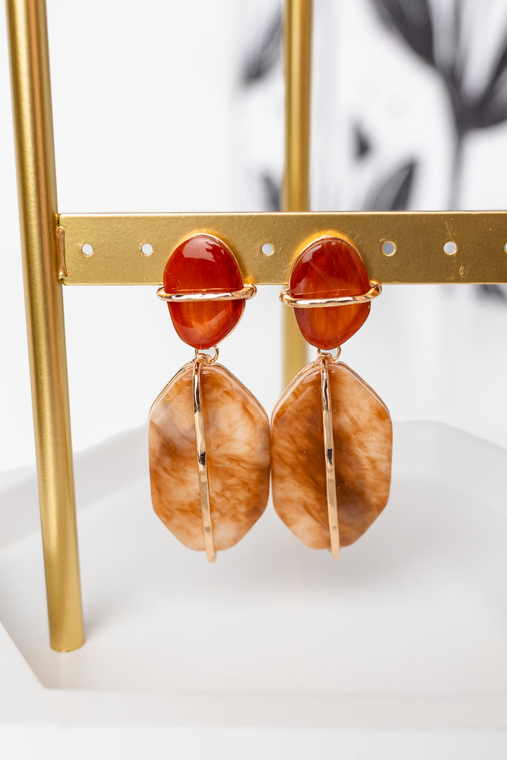 Marble Stone w/Bar Earrings