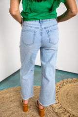 Meah Frayed Cropped Jeans - Beau Blue