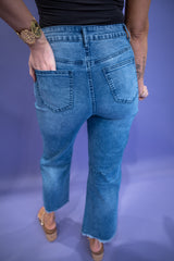 Meah Frayed Cropped Jeans - Dark Blue