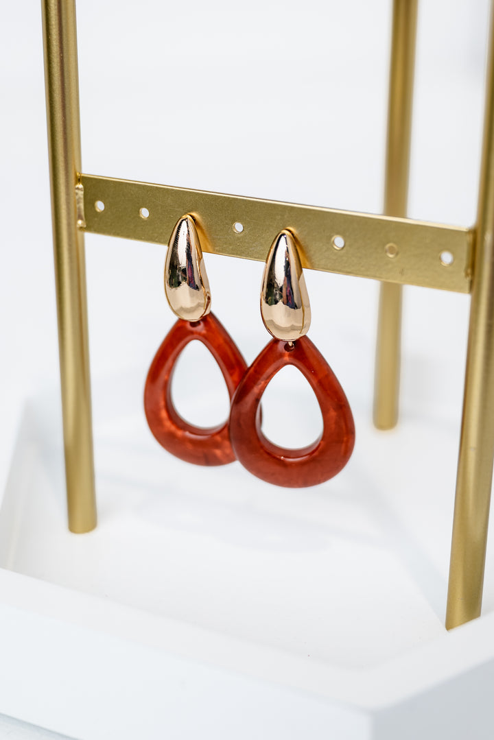 Metal & Acrylic Teardrop Earrings