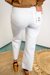 Mica White Raw Hem Jeans