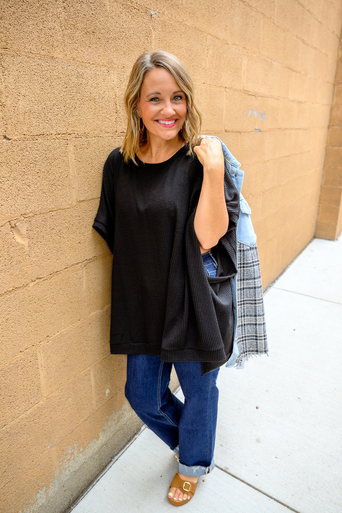 Moon Glow Texture Knit Top - Black *Final Sale*