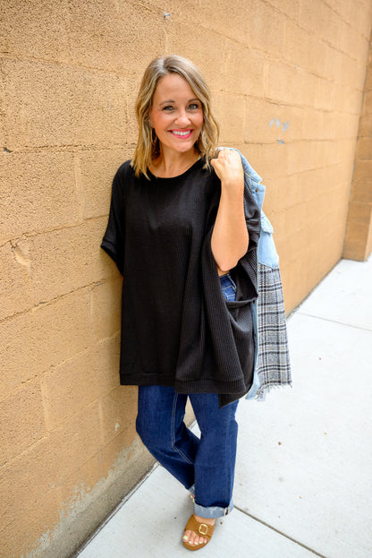 Moon Glow Texture Knit Top - Black *Final Sale*
