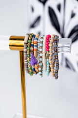 Multi-Strand Wood Bead Tassel Bracelet