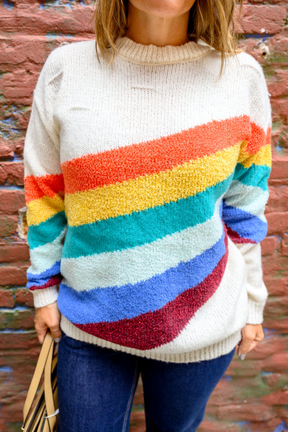 Multi Stripe Color Block Sweater