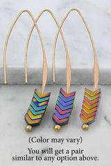 Stone Chevron Drop Earrings - Multi