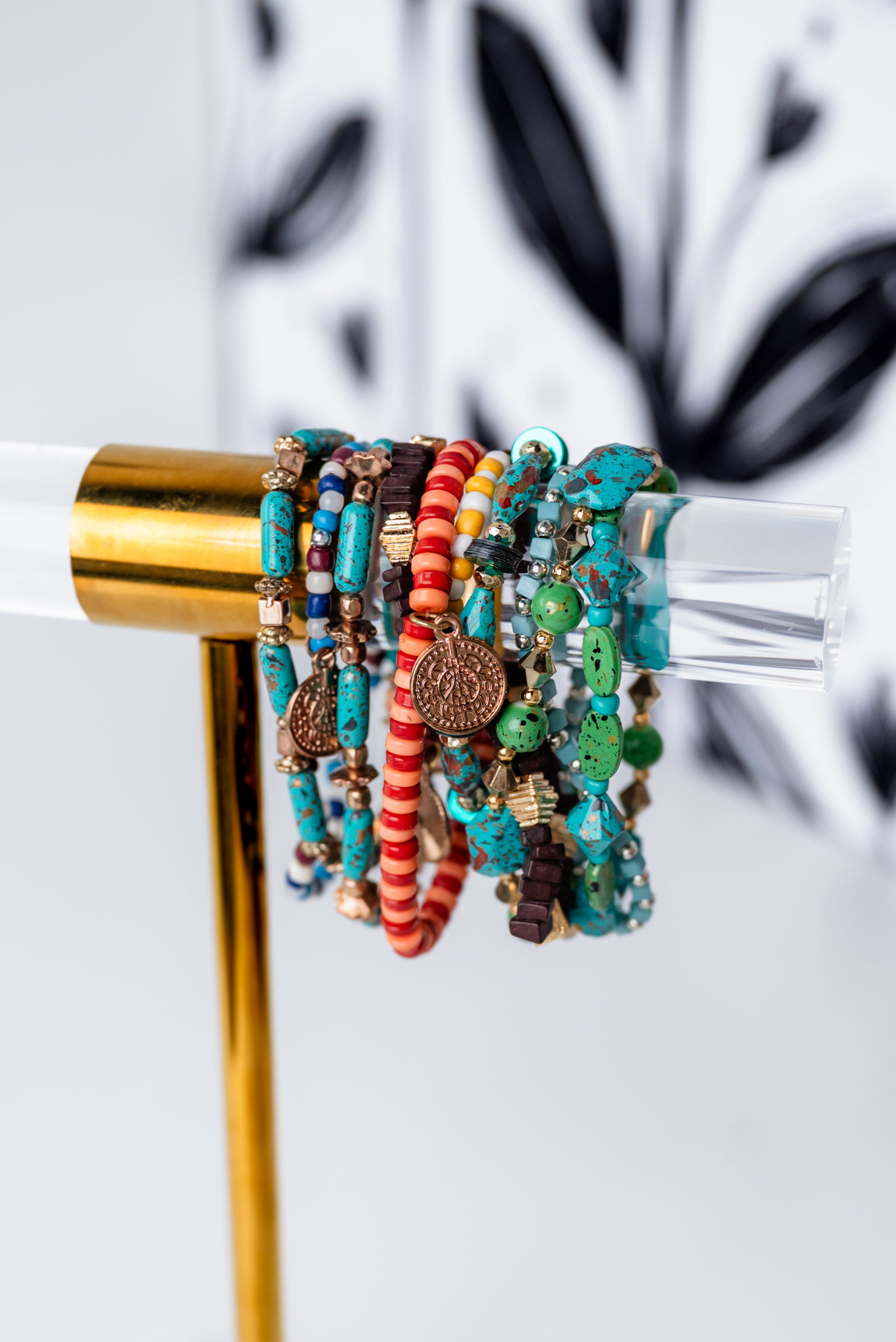Natural Stone Multi-Layer Charm Bracelet