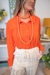 Open-Front Stripe French Terry Shacket