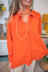 Open-Front Stripe French Terry Shacket