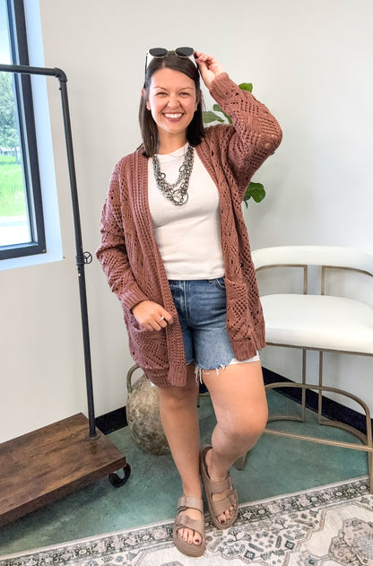 Open Front Dolman Sleeve Pocket Cardigan