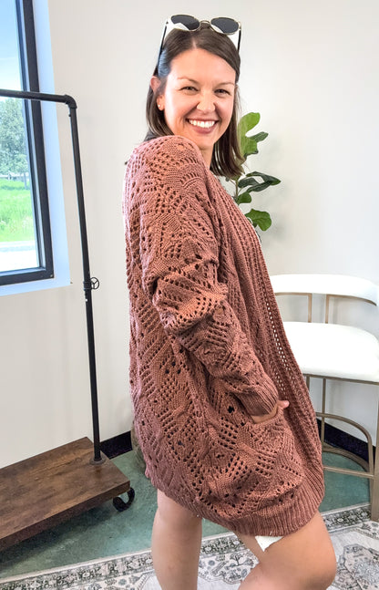 Open Front Dolman Sleeve Pocket Cardigan