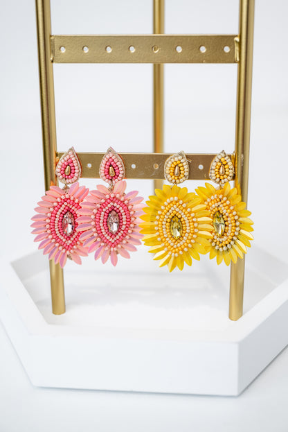 Oval Seed Bead & Sequence Trim Earrings