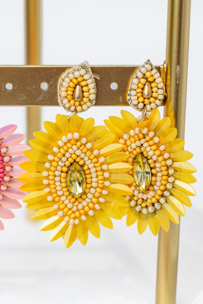 Oval Seed Bead & Sequence Trim Earrings