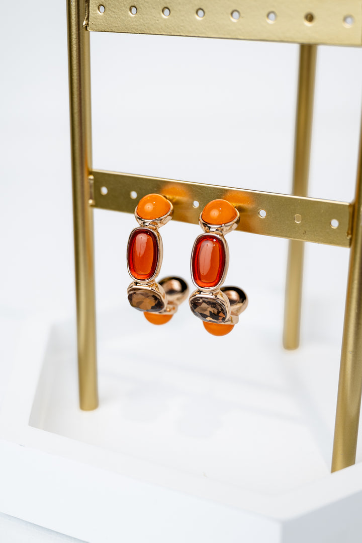 Oval & Dome Stone Hoops