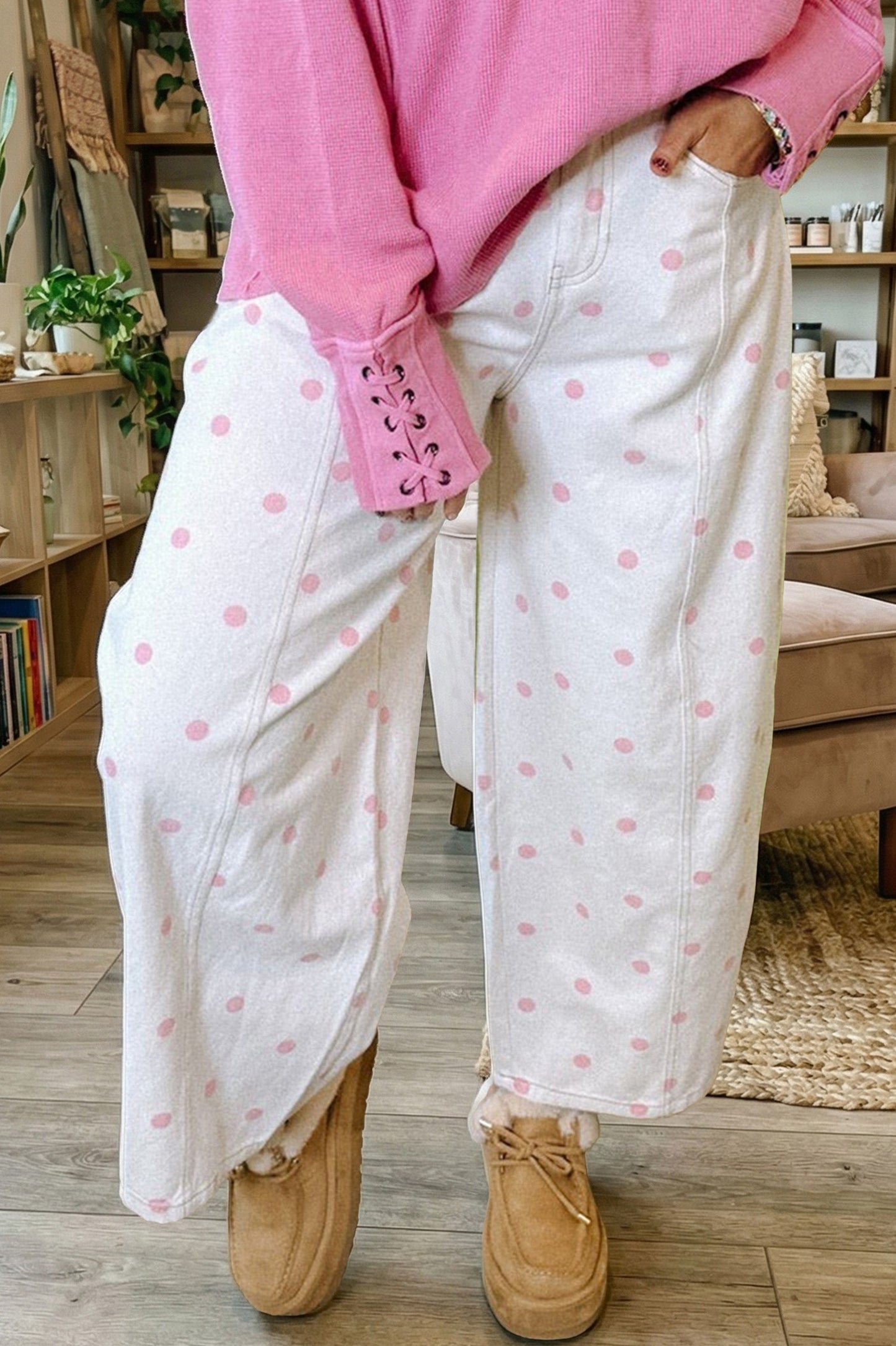 Spotlight Barrel Jeans - Pink Dot - EOS Final Sale