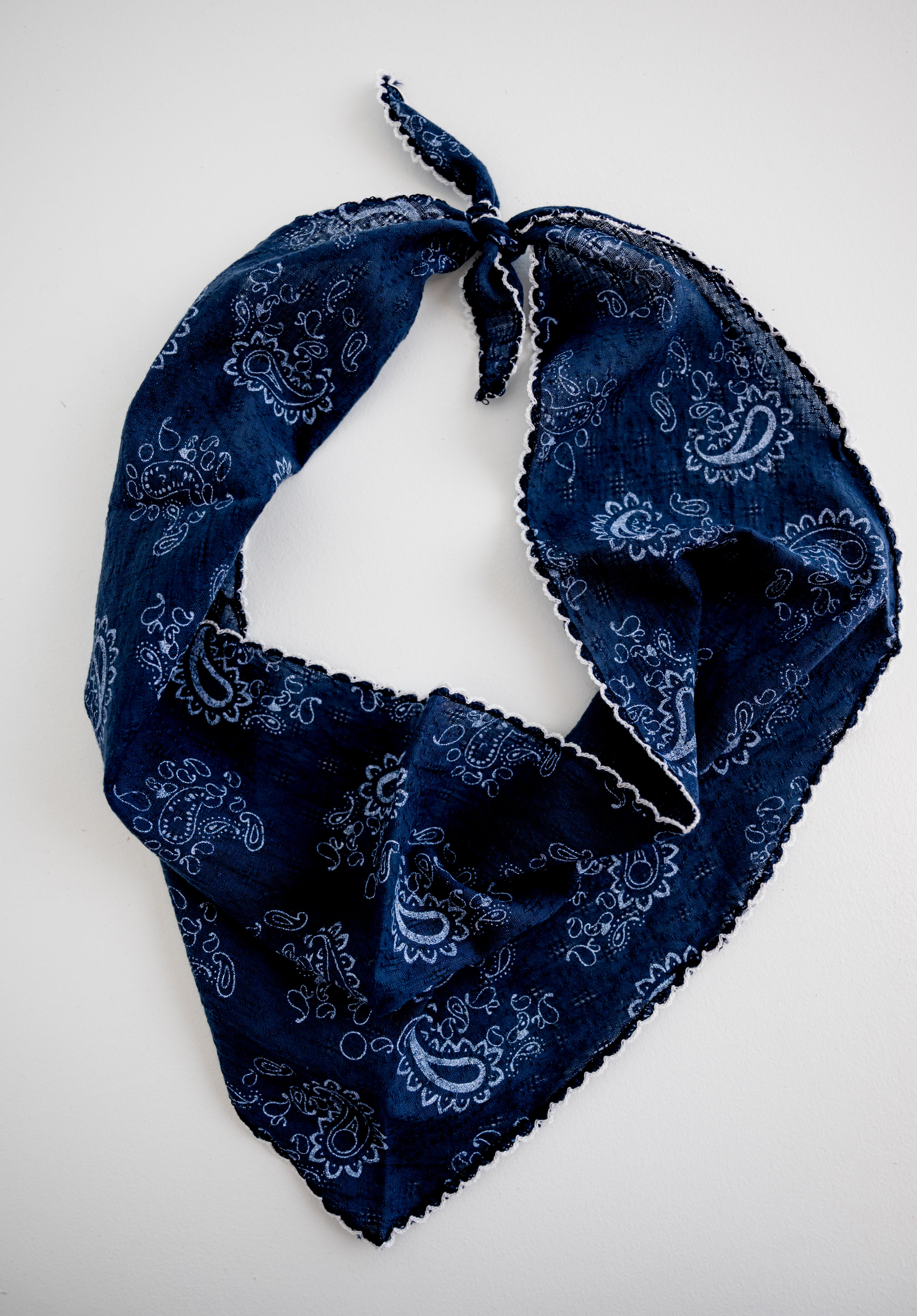 Paisley Triangle Cotton-Linen Scarf - Denim | DOORBUSTER