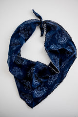 Paisley Triangle Cotton-Linen Scarf - Denim | DOORBUSTER