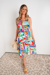 Palm Glow Tiered Dress