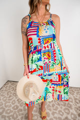 Palm Glow Tiered Dress