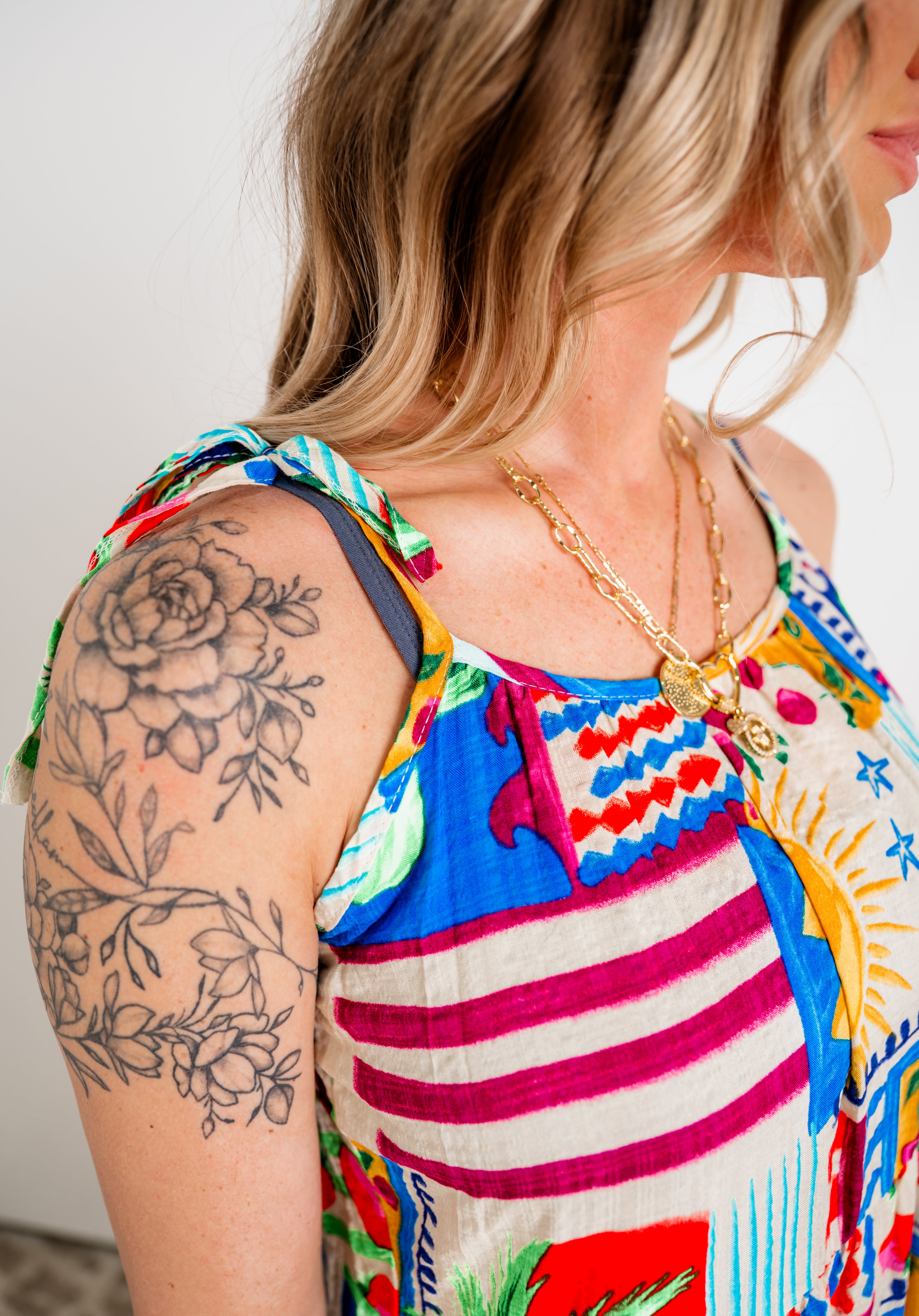 Palm Glow Tiered Dress